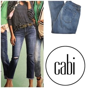CAbi #5495 Distressed Cropped High Waisted  Denim Jeans Size 8 - B2